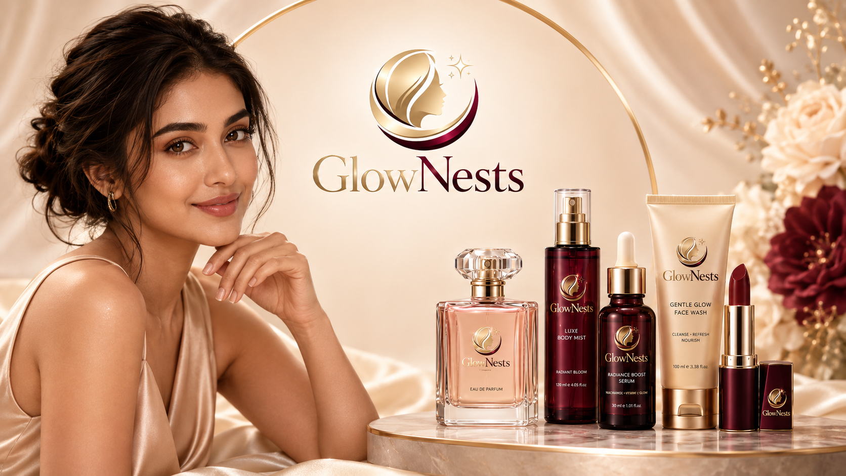 GlowNests beauty, skincare and fragrance collection