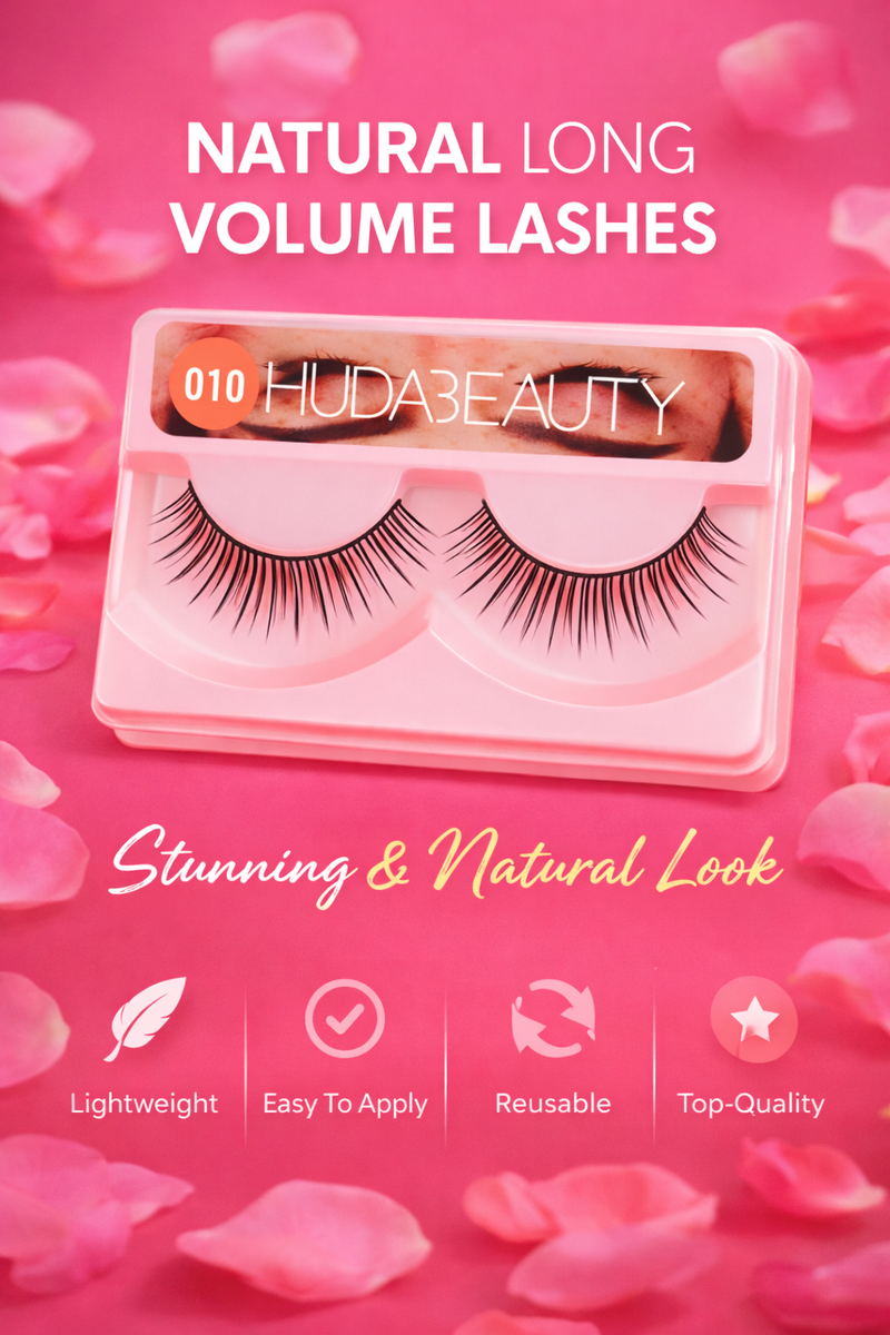 HUDA Beauty False Eyelashes 010 – Natural Long Volume Lashes