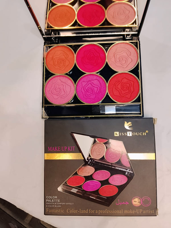 KISS TOUCH 6-Color Blush Makeup Kit – Smooth, Radiant & Professional Finish