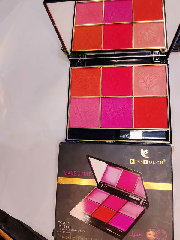 KISS TOUCH 6-Color Blush Palette – Rich Pigment & Smooth Professional Finish