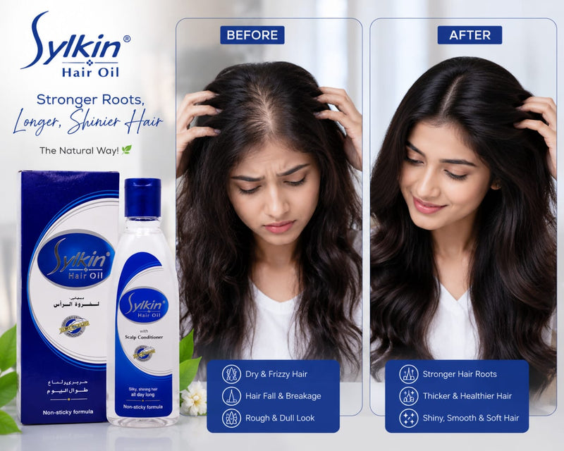 Sylkin Hair Oil with Scalp Conditioner – Non-Sticky Formula for Silky & Shiny Hair