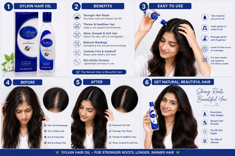 Sylkin Hair Oil with Scalp Conditioner – Non-Sticky Formula for Silky & Shiny Hair
