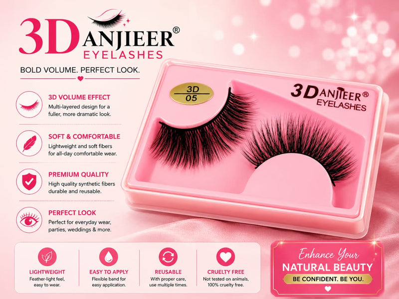3D Anjieer Eyelashes 05 – Dramatic Volume Reusable False Lashes