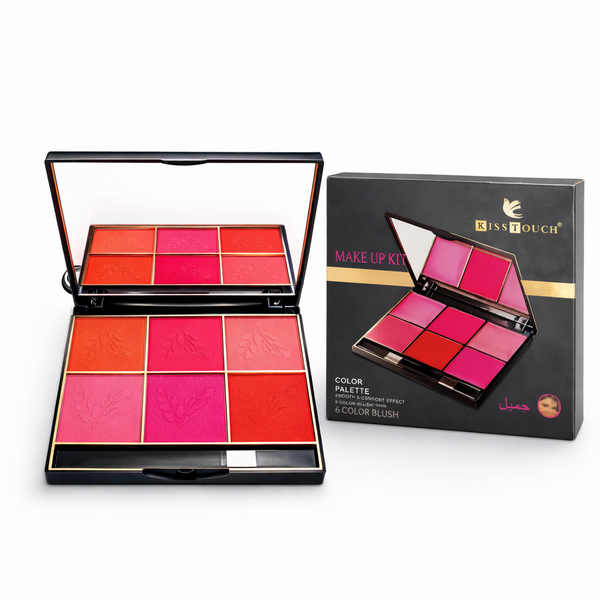 KISS TOUCH 6-Color Blush Makeup Kit – Smooth, Radiant & Professional Finish